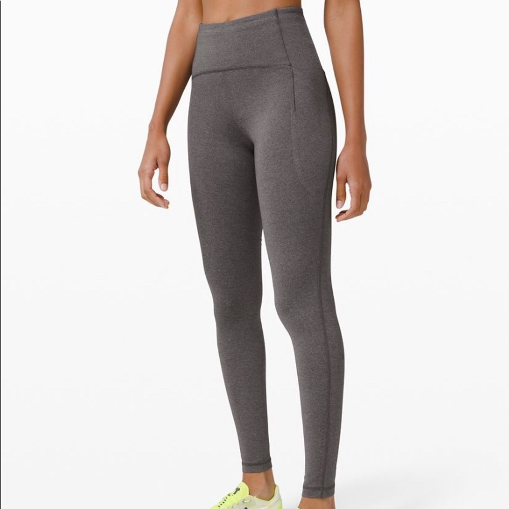GREY LULULEMON POCKET LEGGINGS